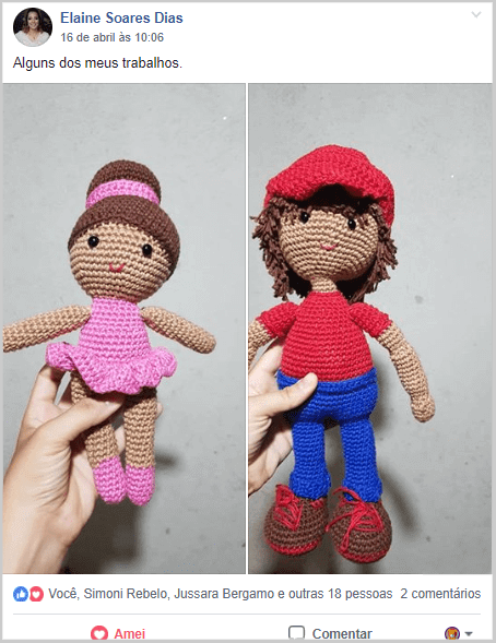 Amigurumi de boneca menina e menino de crochê.
